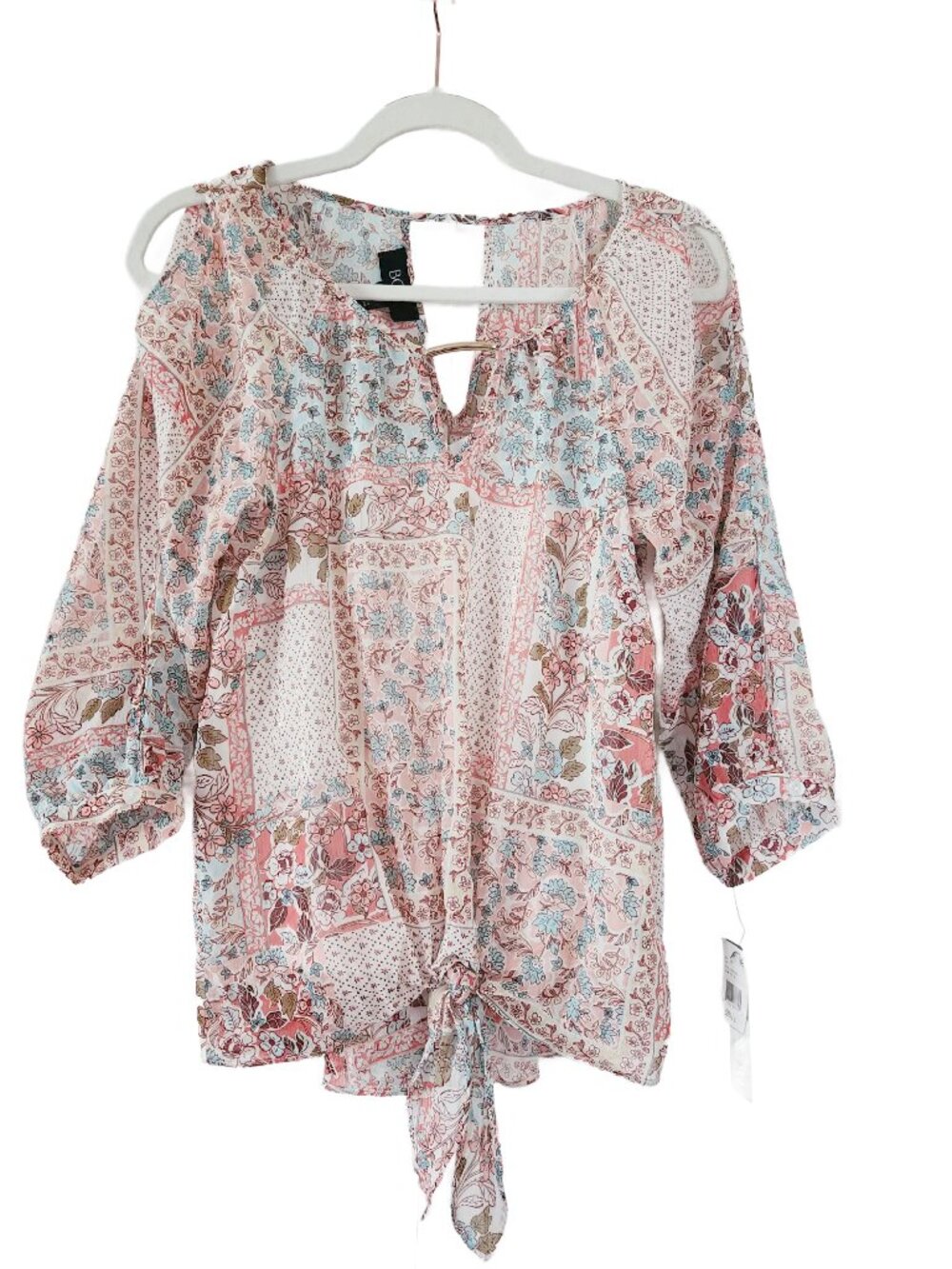 NWT Floral Patchwork Peasant Blouse Size Small